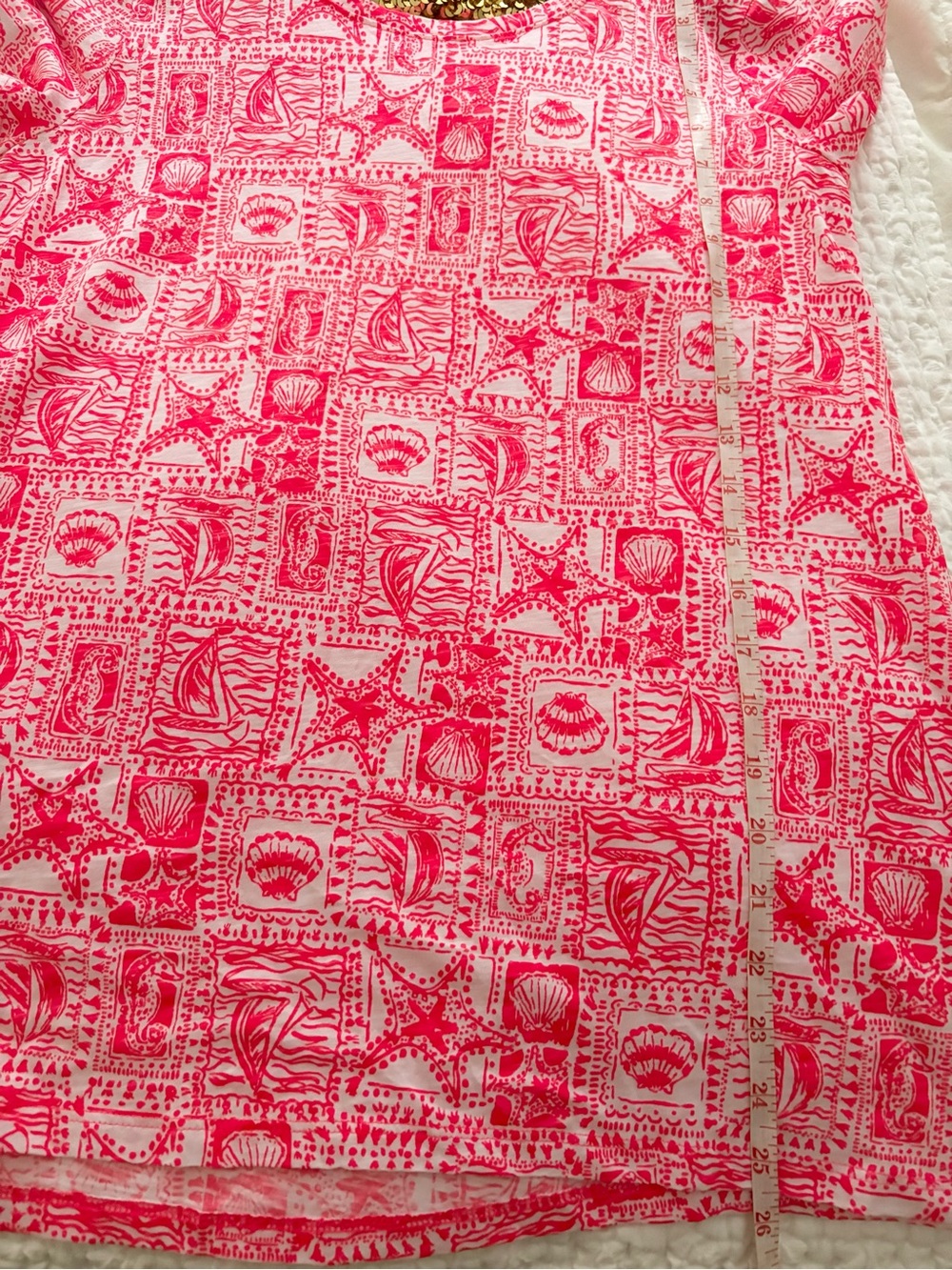 NWT Lilly Pulitzer Etta Scoop Neck Tee Mizner Red Seaside Harbour - Picture 9 of 9